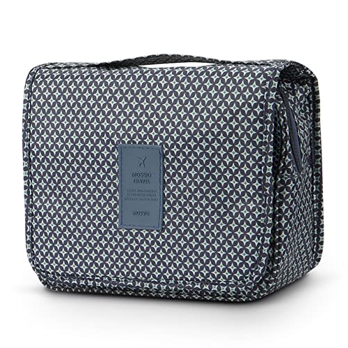 Mossio Hanging Toiletry Bag - Large Travel Organizer (Navy Star)
