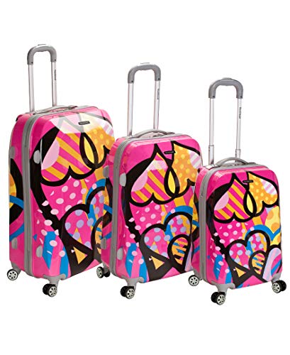 Rockland Vision Spinner Wheel Luggage, Pink, Multicolor, 3-Piece Set