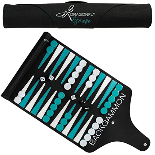 Dragonfly Escape Roll-Up Travel Backgammon Game