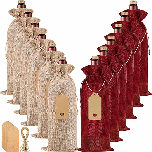 Homum Burlap Wine Bags and Gift Tags