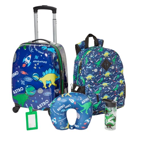 Boys' Dinosaur Space Rolling Suitcase Set with Backpack and Accessories