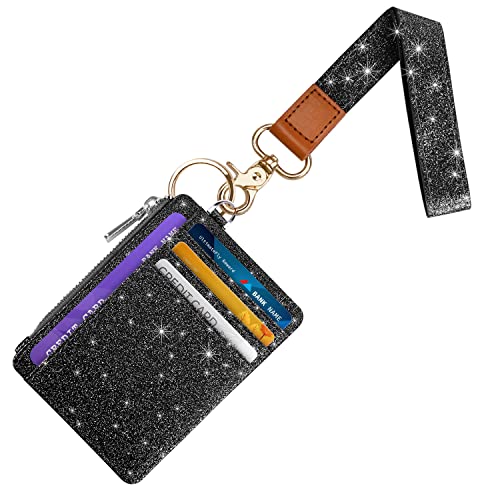 Stylish Glitter Lanyard Wallet with RFID Blocking