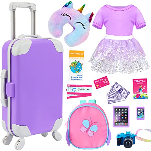 18 Inch Doll Accessories Suitcase Travel Luggage Play Set