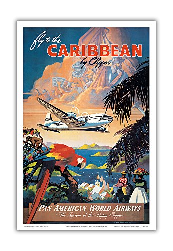 Vintage Airline Travel Poster - Fly to The Caribbean