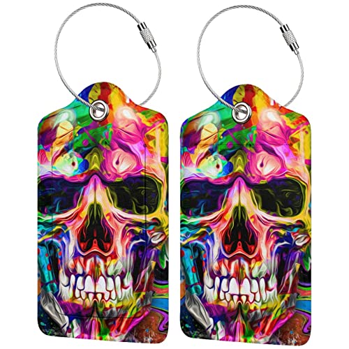 Artistic Skull Leather Luggage Tags