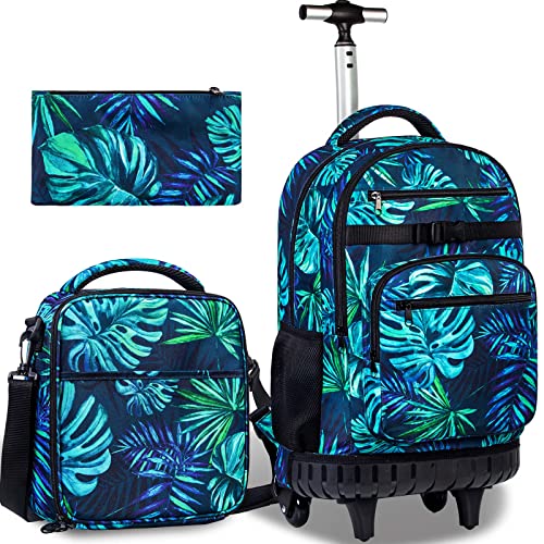 FTJCF 3pcs Rolling Backpack for Men - Green