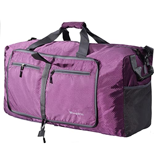 Woogwin Foldable Waterproof Duffel Bag (100L Purple)
