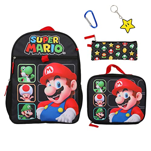 Super Mario Bros Character Grid 5-Piece Backpack Set
