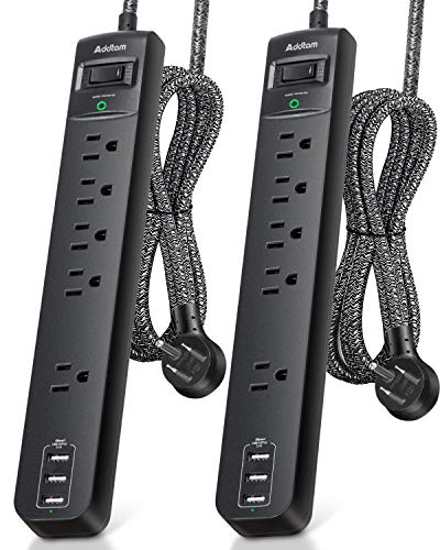 10Ft Long Surge Protector Power Strip - 2 Pack