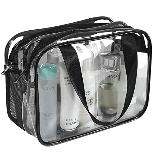 Louise Maelys 2 Pieces Portable Clear Makeup Bag Zipper Waterproof  Transparent Travel Storage Pouch Organizer Cosmetic Toiletry Bag With Handle