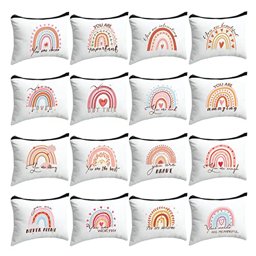 16 Pieces Rainbow Canvas Cosmetic Bag Bulk 16 Pieces Rainbow Canvas Cosmetic Bag Bulk