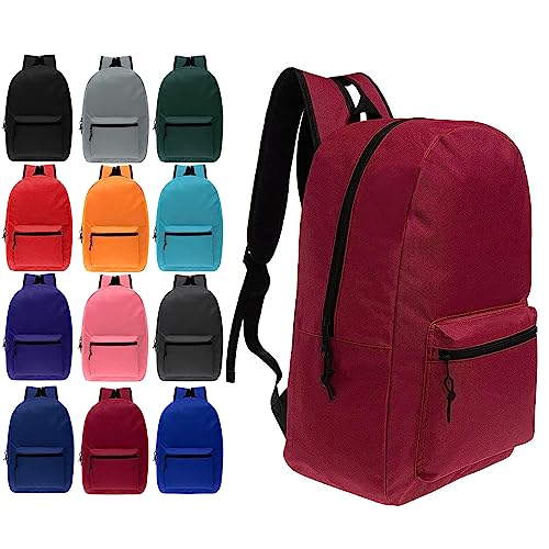 Bulk 24-Pack 17" School Backpacks - Assorted Colors