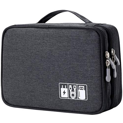 Double Layer Cable Organizer Bag - Black