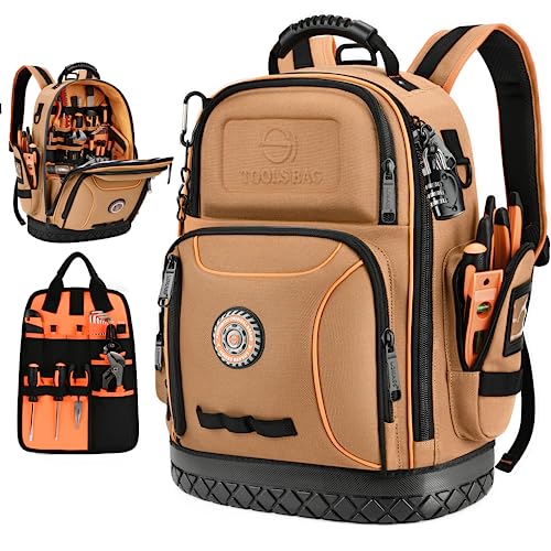 Heavy Duty Tool Bag Backpack with Combination Lock and 75 Pockets