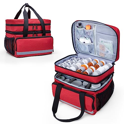 CURMIO Pill Bottle Organizer Bag with Lockable Zippers