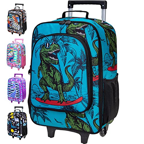 AGSDON Kids Dinosaur Rolling Luggage