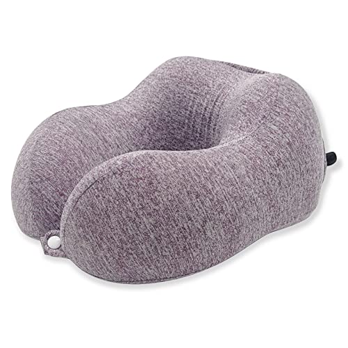Soft Travel Neck Pillow with Memory Foam and Storage Bag (Purple)