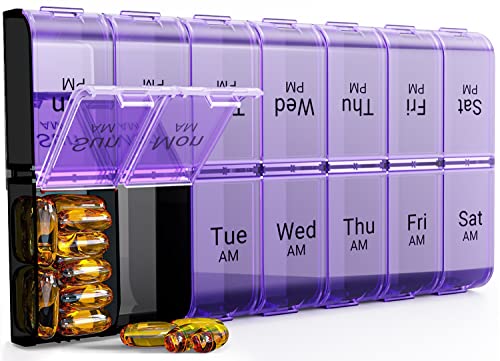 Weekly XL Pill Organizer, 7 Day Pill Case 2 Times a Day