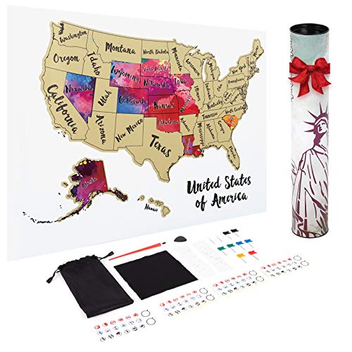 JARLINK Scratch Off USA Map Poster