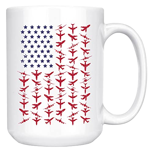 Aviation American Flag White Mug - Perfect Travel Gift