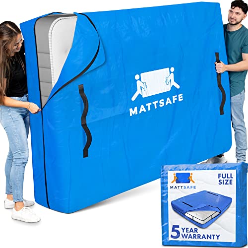 MattSafe Mattress Bags for Moving - Heavy Duty, 8 Handles and Strong Zipper Closure