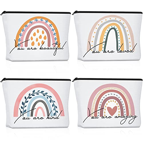 Rainbow Cosmetic Bag - Inspirational Quotes Canvas Cosmetic Bags Bulk