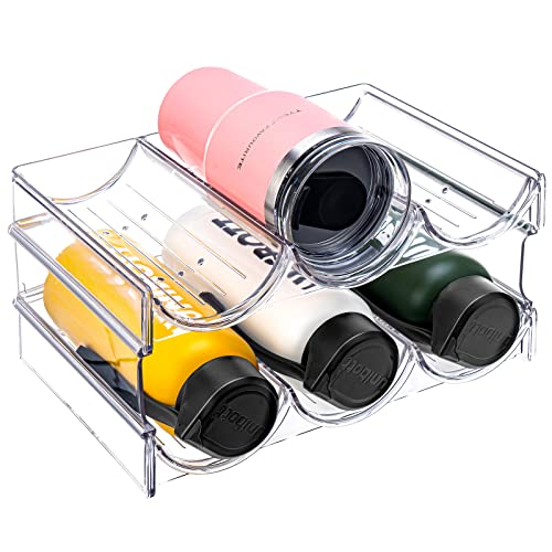Puricon Water Bottle Organizer - Clear Plastic Rack for Kitchen Pantry