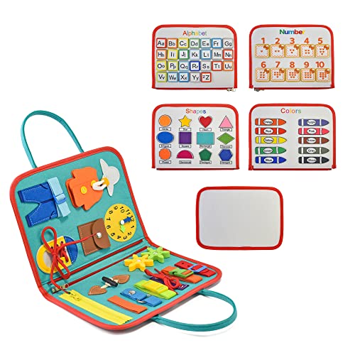 Montessori Busy Board Toy for Toddlers - Travel Essential & Learning Tool