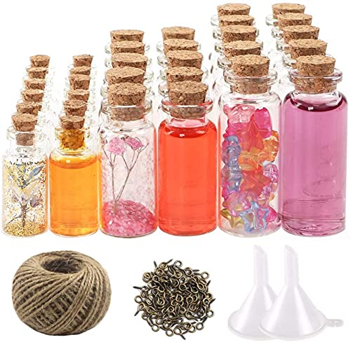 CUCUMI 44pcs Mini Glass Bottles with Cork Stoppers