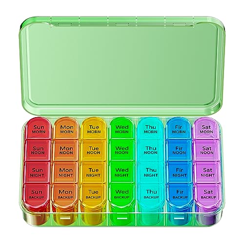 Travel Pill Organizer, 7-Day - Big Compartments, Easy to Open