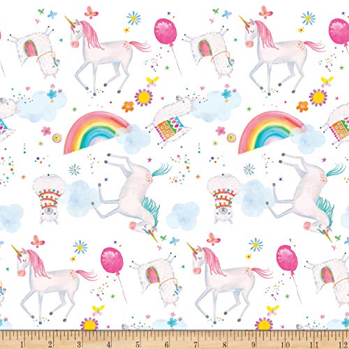 Comfy Flannel Print Unicorn & Llama Fabric