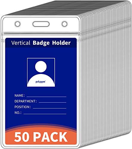 Vertical ID Badge Holder with Zipper - 50 Pack