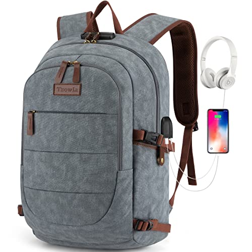 Canvas Laptop Backpack - Anti Theft Bag for Travel and Work