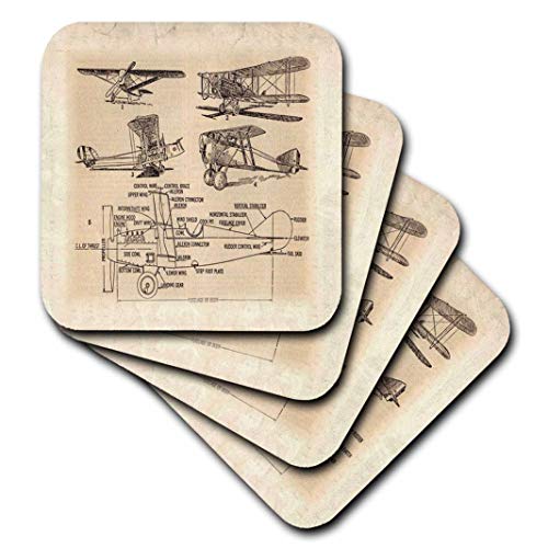 3dRose Airplane Sketch Soft Coasters 3dRose Airplane Sketch Soft Coasters