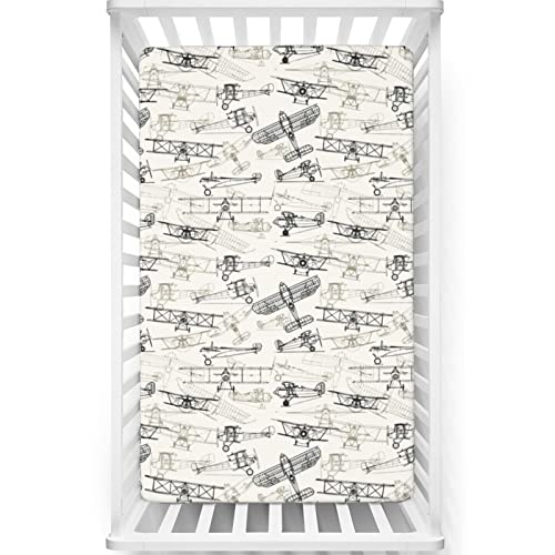 Modern Airplane Themed Fitted Crib Sheet