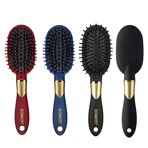 Travel Hairbrush with Soft-Touch Handle and Cushion Base