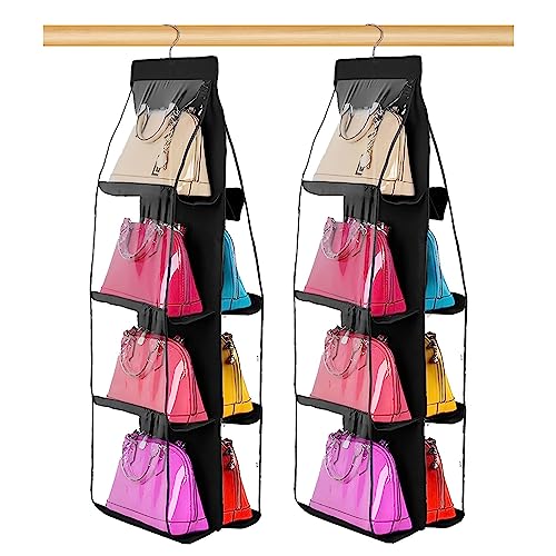 Lirex Handbag Hanging Organizer, 8 Pocket Hanging Purse Organizer Handbag  Storage Hanger Oxford Cloth Closet Organizer for Family Closet Bedroom