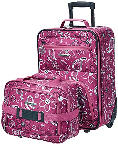Rockland Fashion Upright Luggage Set - Pink Bandana, 2-Piece