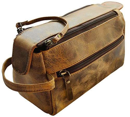 RUSTIC TOWN Buffalo Leather Toiletry Bag