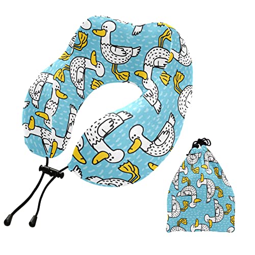 Blue White Ducks Travel Neck Pillow