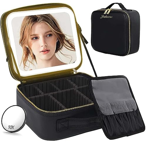 Jadazror Makeup Bag with Mirror and Light