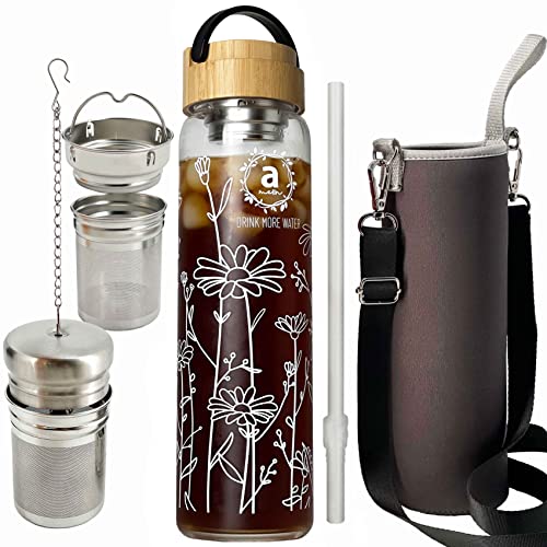 ameiin 32oz Borosilicate Glass Water Bottle