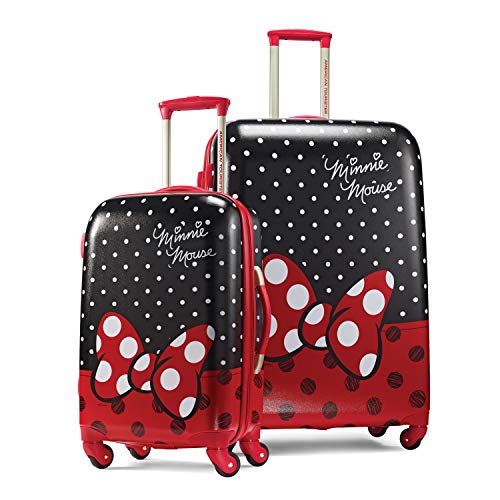 Disney Hardside Luggage with Spinner Wheels, Minnie Mouse Red Bow, 2-Piece Set
