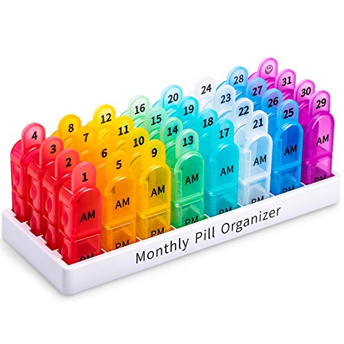 Monthly Pill Organizer - AM PM Large One Month Pills Organizer
