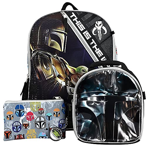 Star Wars Mandalorian Grogu Backpack and Shaped Lunch 5-Piece Set