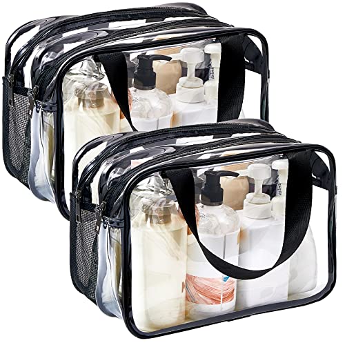 Clear Makeup Bags with 2 Compartment Zipper Closure