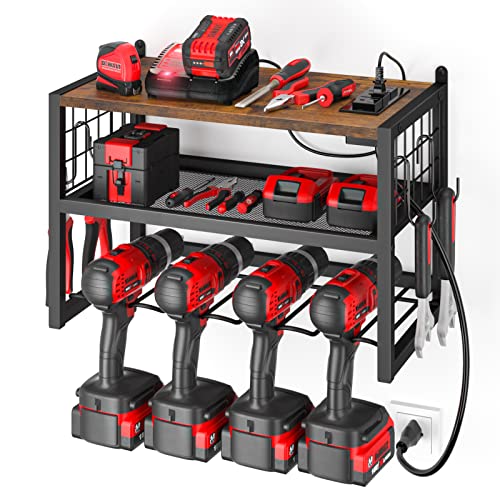 Garage Power Tool Organizer with Power Strip