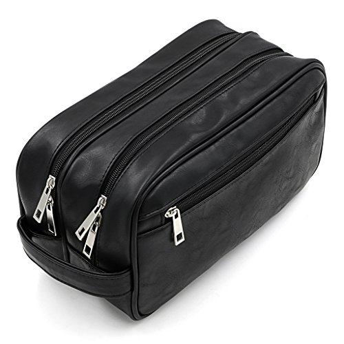 Sumnacon Unisex PU Leather Travel Toiletry Bag Organizer