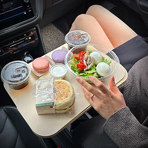Wide Wooden Cup Holder Tray for Eating in Parked Car