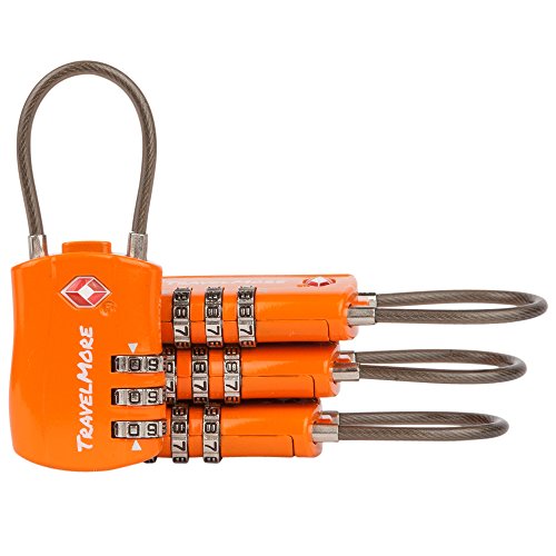 4 Pack TSA Approved Travel Locks - Orange